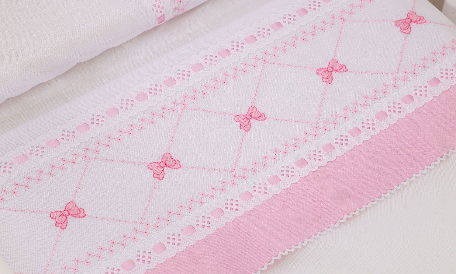 Jogo de Lençol Berço Laço Branco 3 Peças