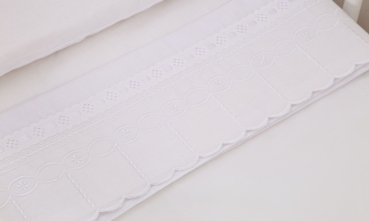 Jogo de Lençol Mini Berço Bico Flor Branco