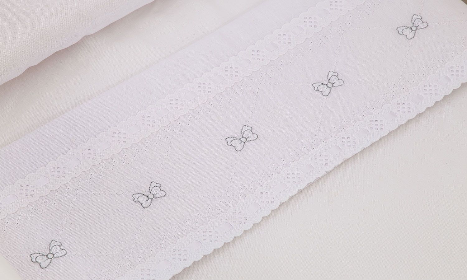 Jogo de Lençol Berço Laço Branco 3 Peças