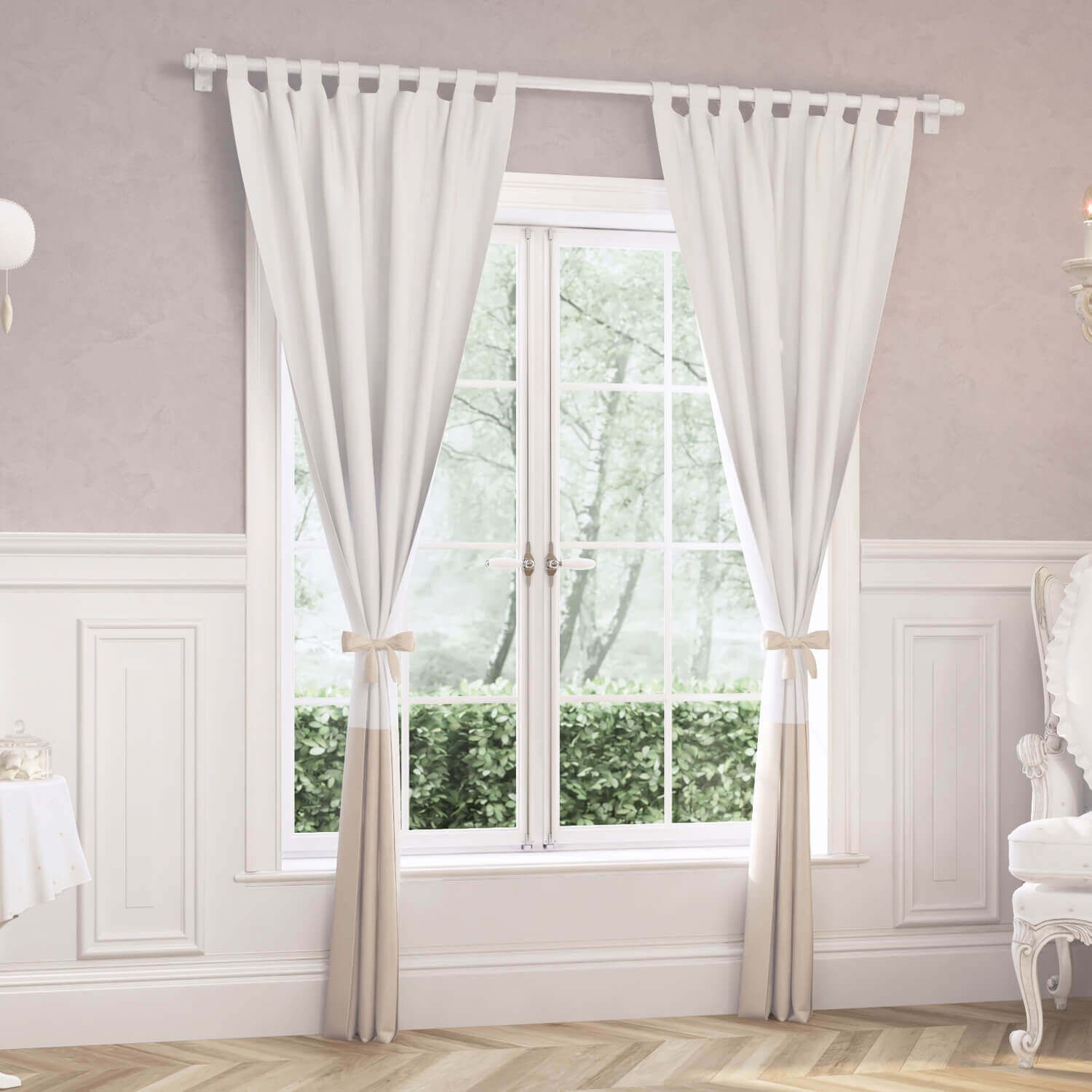 Cortina para Varão com Laço Bege