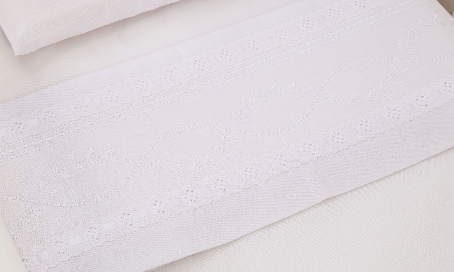 Jogo de Lençol Mini Berço Ramo Branco