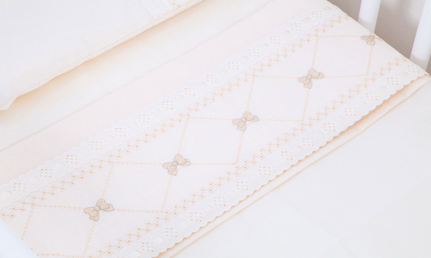 Jogo de Lençol Berço Laço Branco 3 Peças