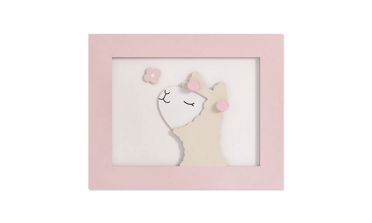 Quadro MDF com Moldura Amiguinha Lhama com Flor 20cm