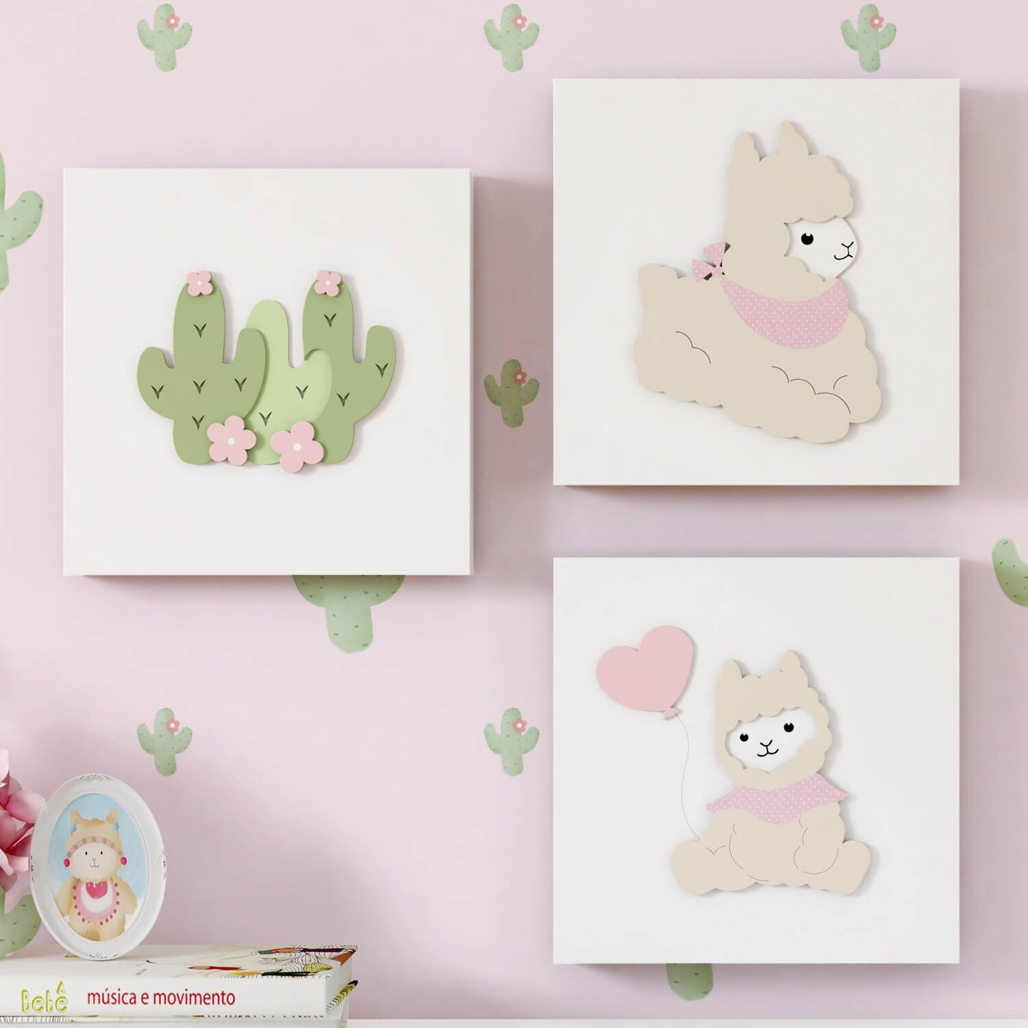 Quadros MDF Amiguinhas Lhamas 30cm