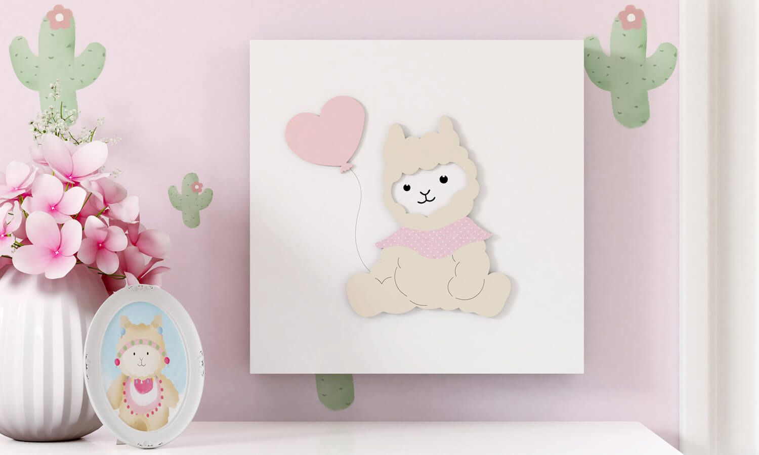 Quadros MDF Amiguinhas Lhamas 30cm