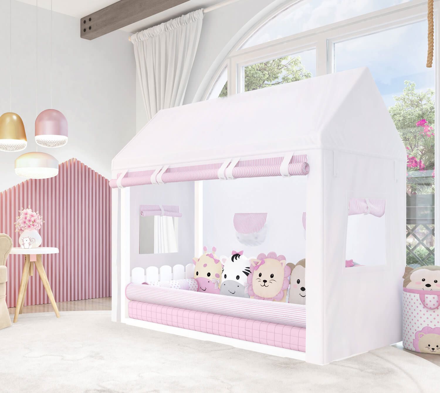 Cortina para Cama Casinha Montessoriana Amiguinhos Safári