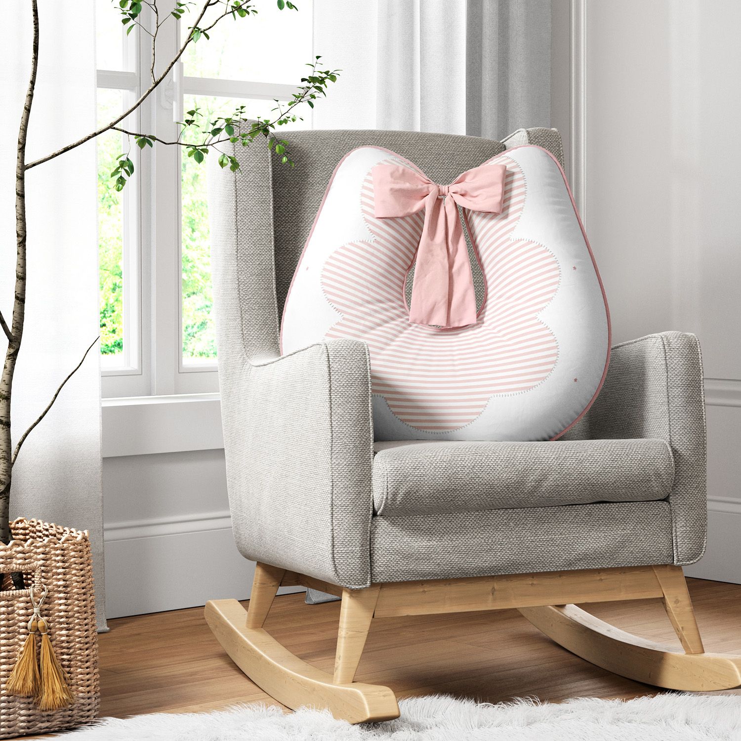 Almofada Amamentação Estrelinhas e Listras Rosé