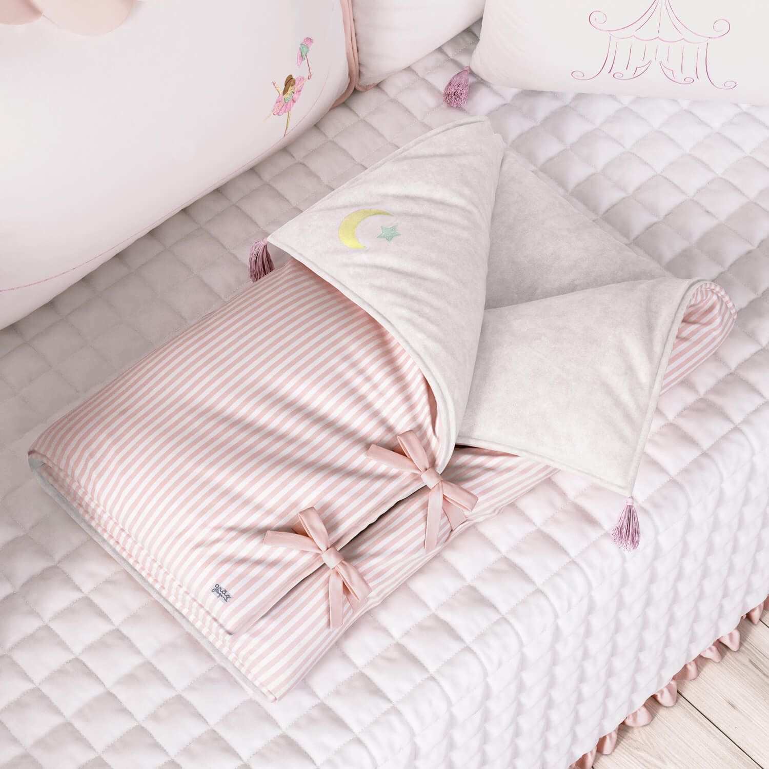 Porta Bebê Listrado Lua e Estrela