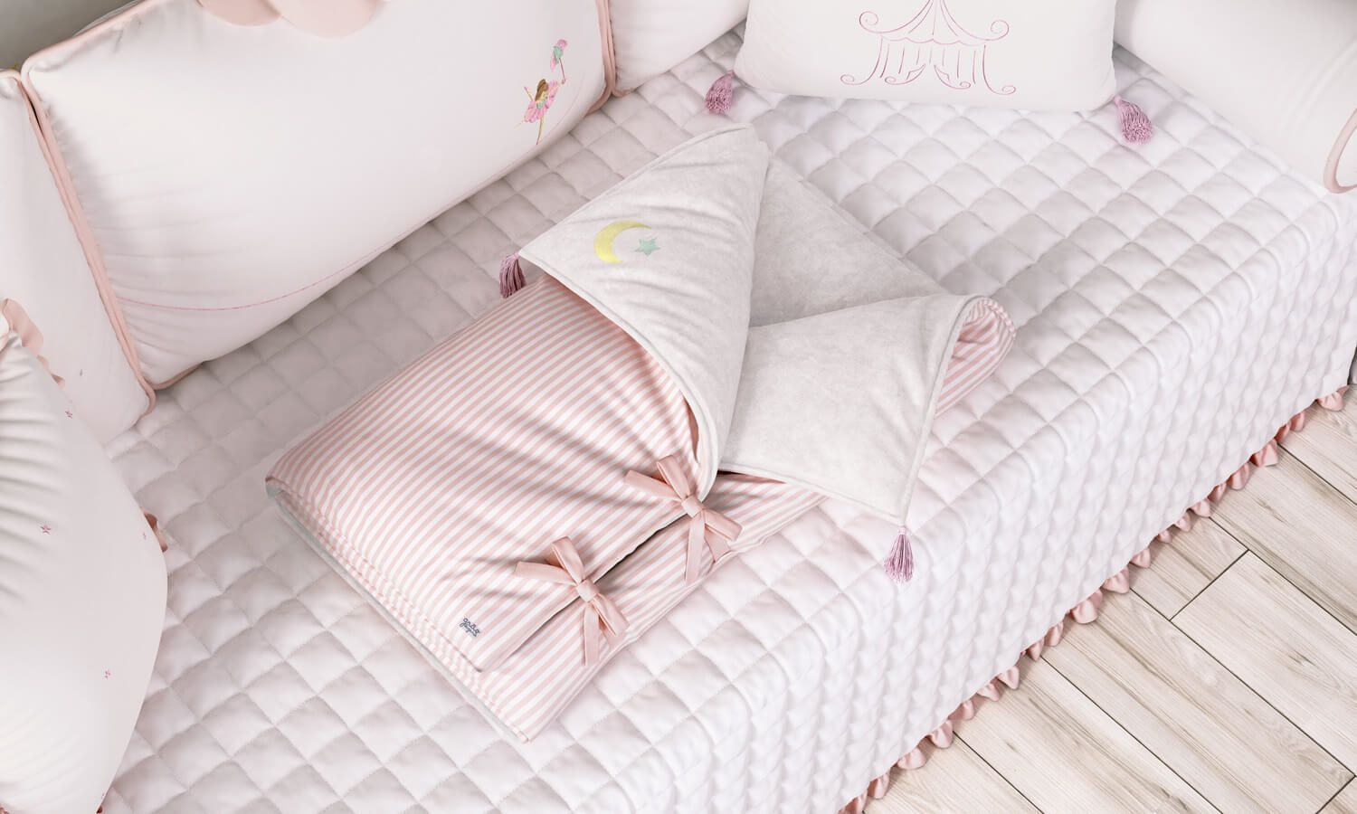 Porta Bebê Listrado Lua e Estrela