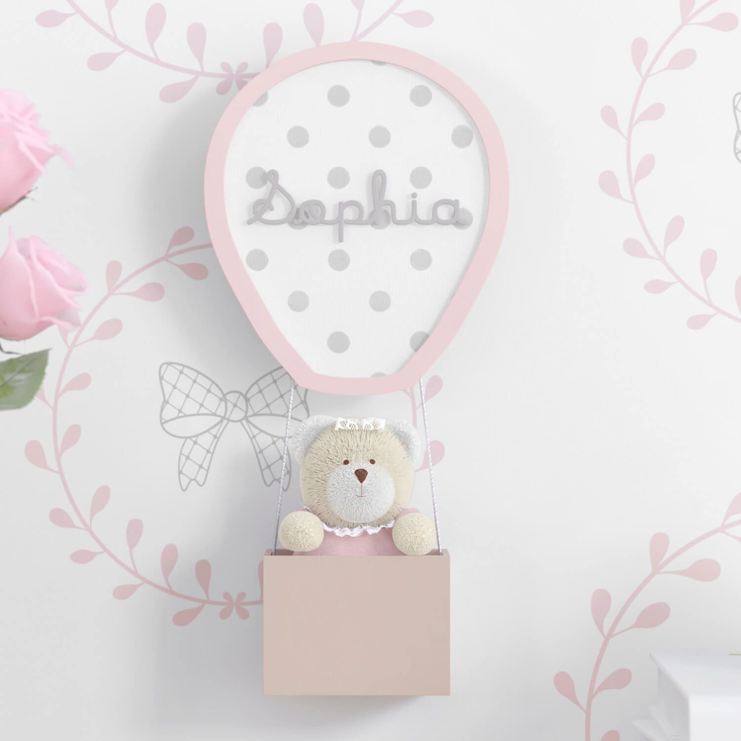 Porta Maternidade Ursinha no Balão Personalizado 30cm