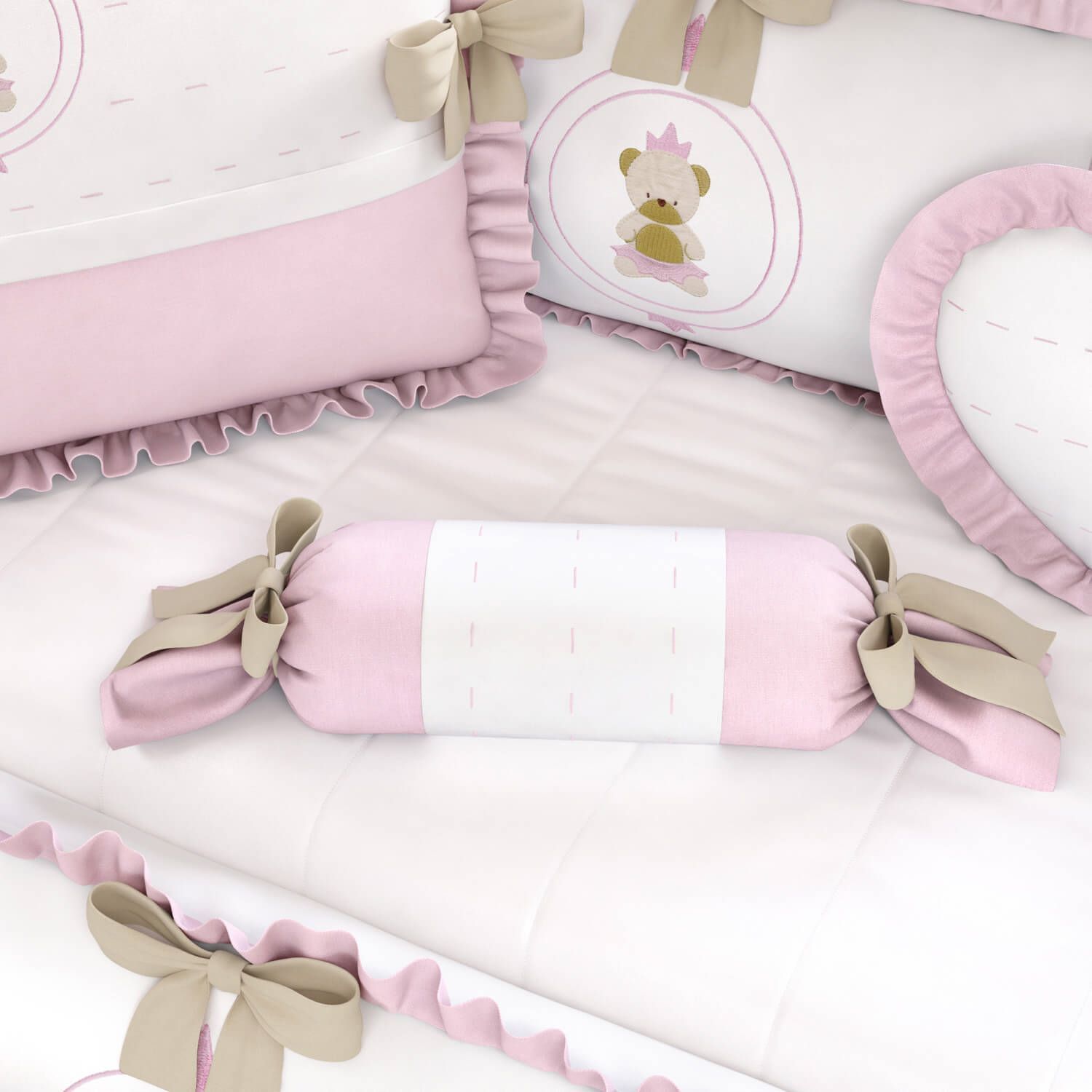 Almofada Apoio Bala Urso Teddy Realeza 60cm