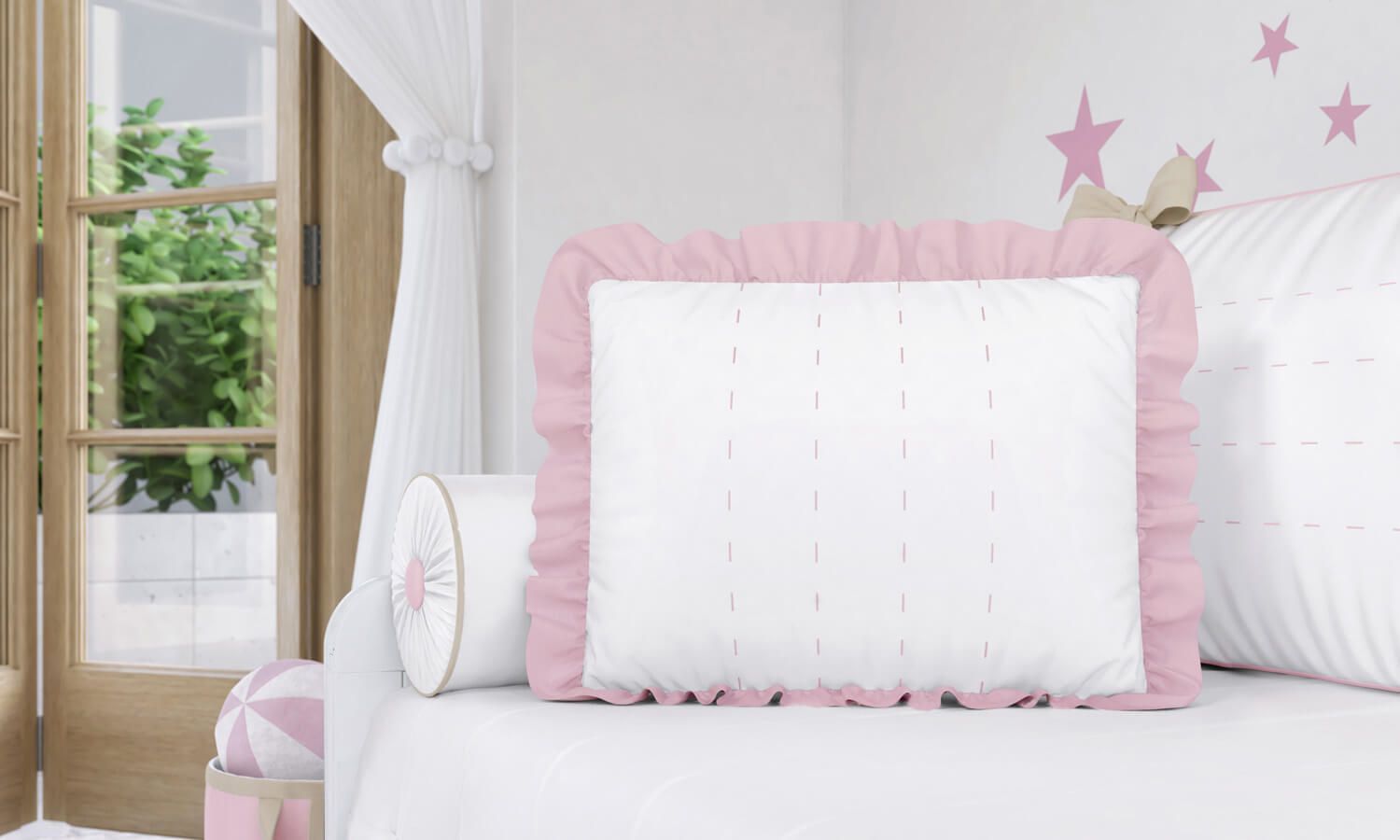 Almofada com Babado Azul Marinho 43cm