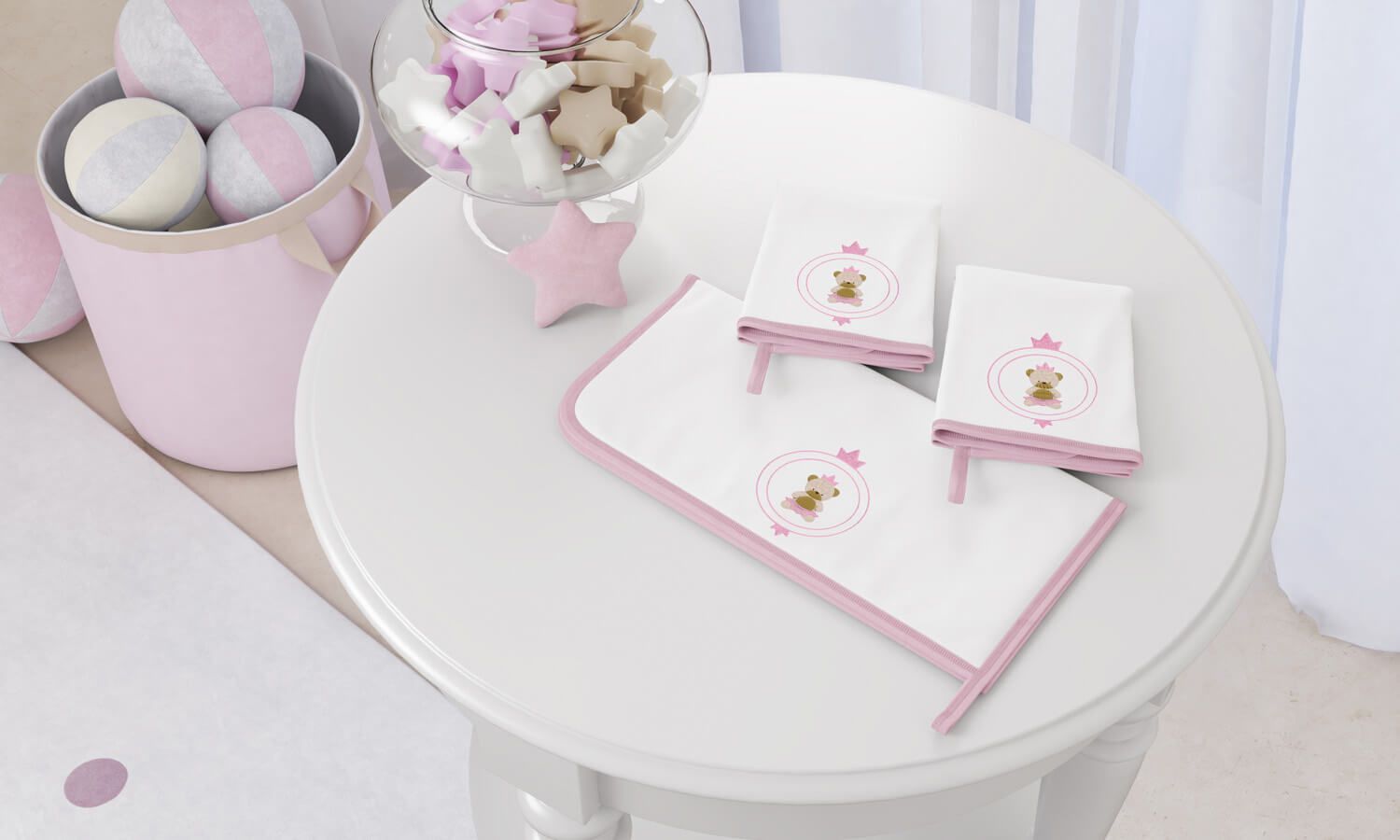 Jogo de Fraldas de Boca Malha Urso Teddy Realeza