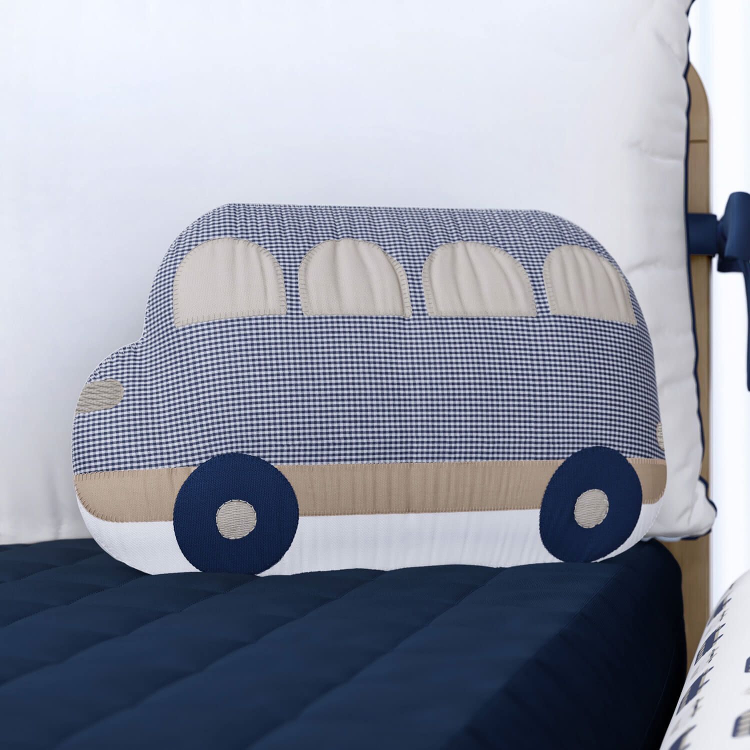 Almofada Ônibus Xadrez Azul 37cm