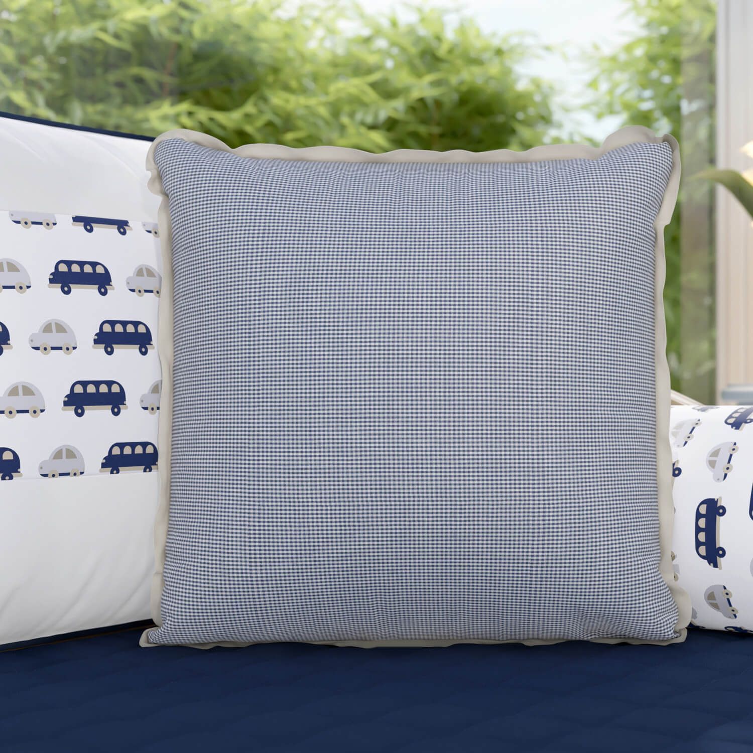 Almofada Xadrez Azul 38cm