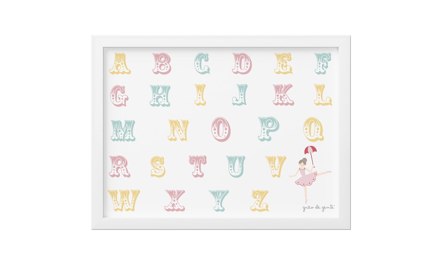 Quadro Bailarina Trapezista Alfabeto 33cm 