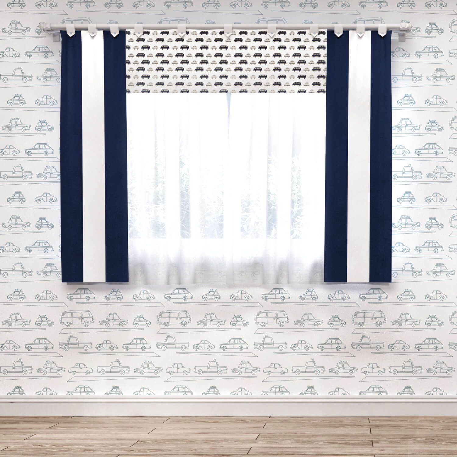 Cortina Carrinhos Amarelo 1,50m