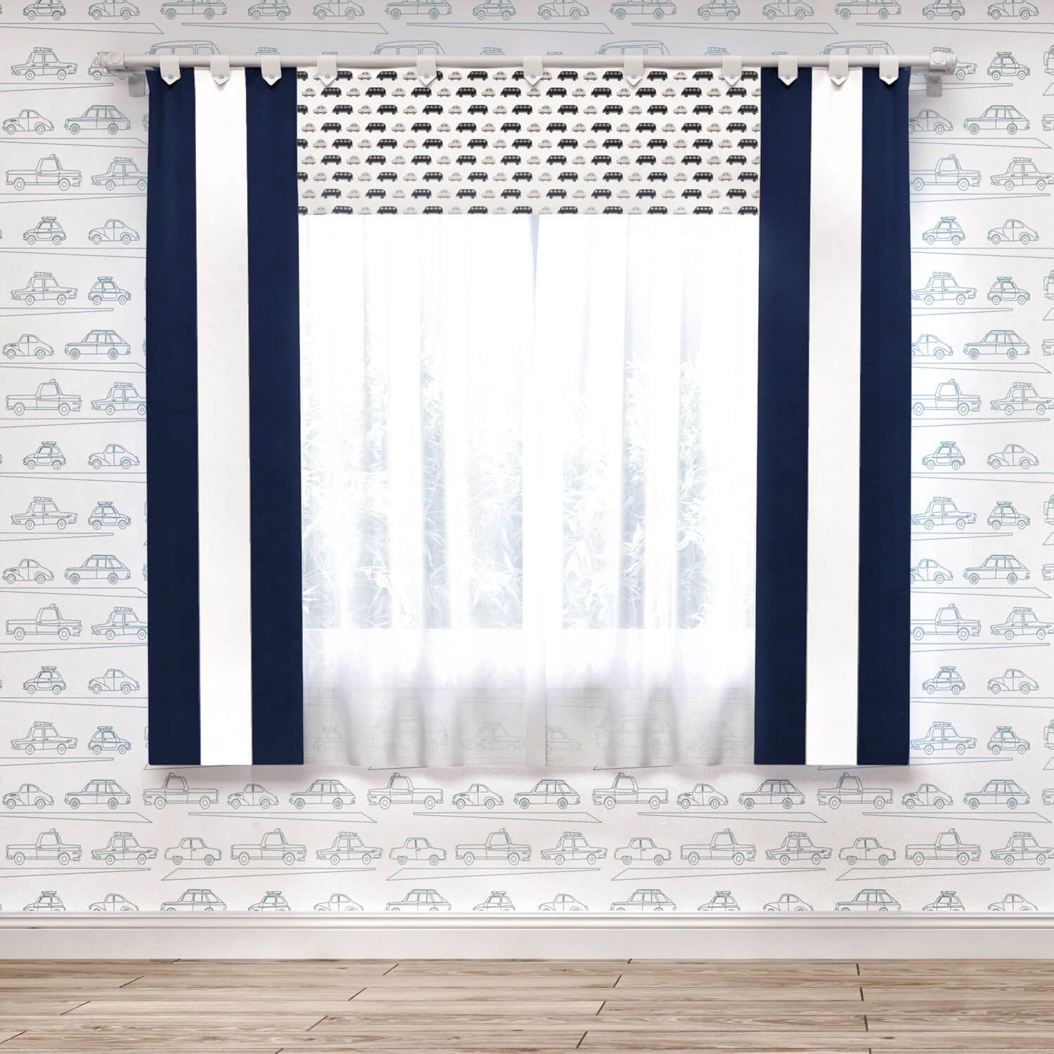 Cortina Carrinhos Amarelo 1,50m