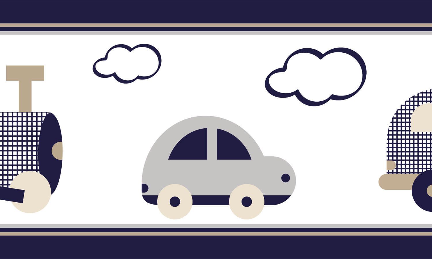 Faixa Adesiva de Parede Carrinhos Amarelo