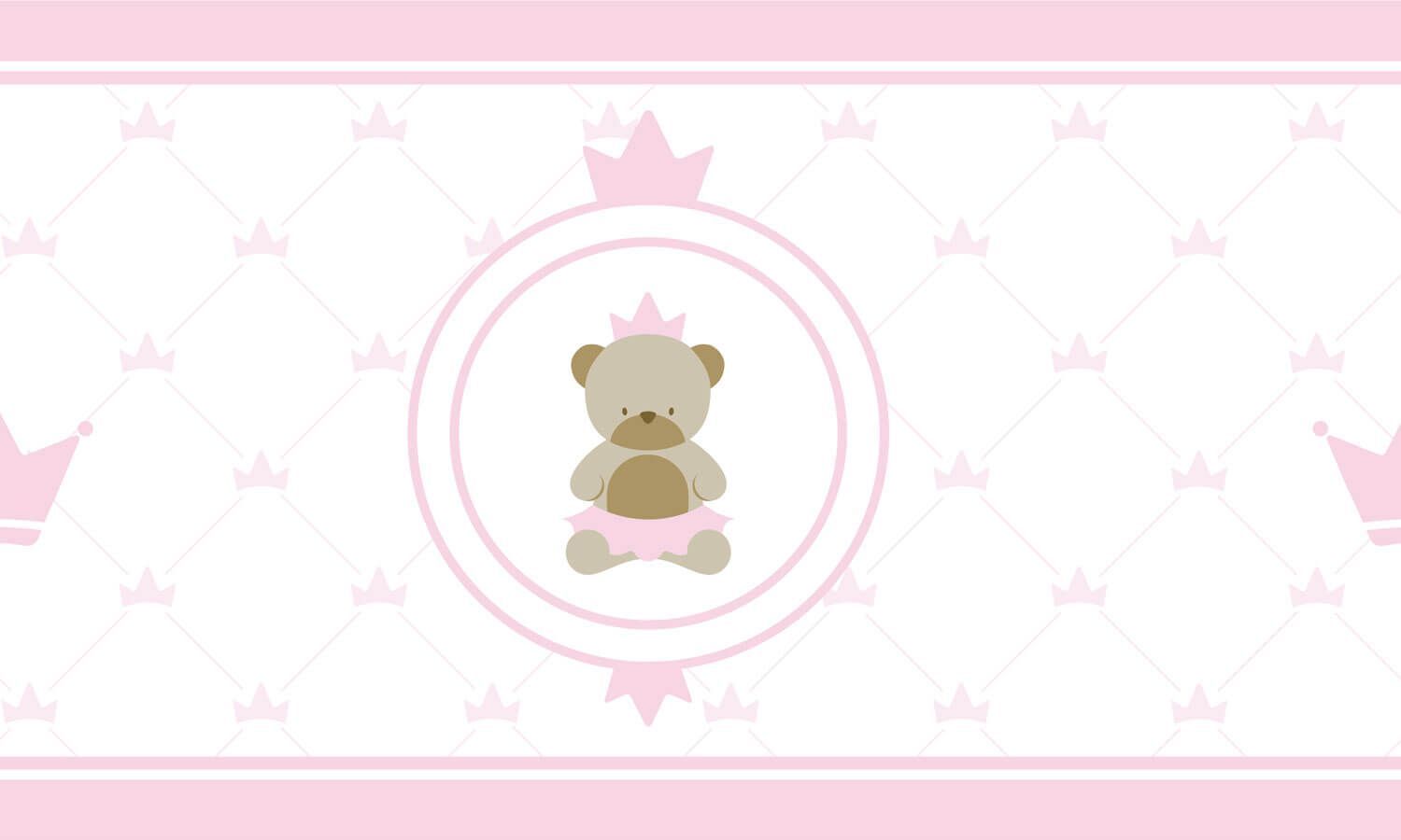 Faixa Adesiva de Parede Urso Teddy Realeza Azul Marinho 3m