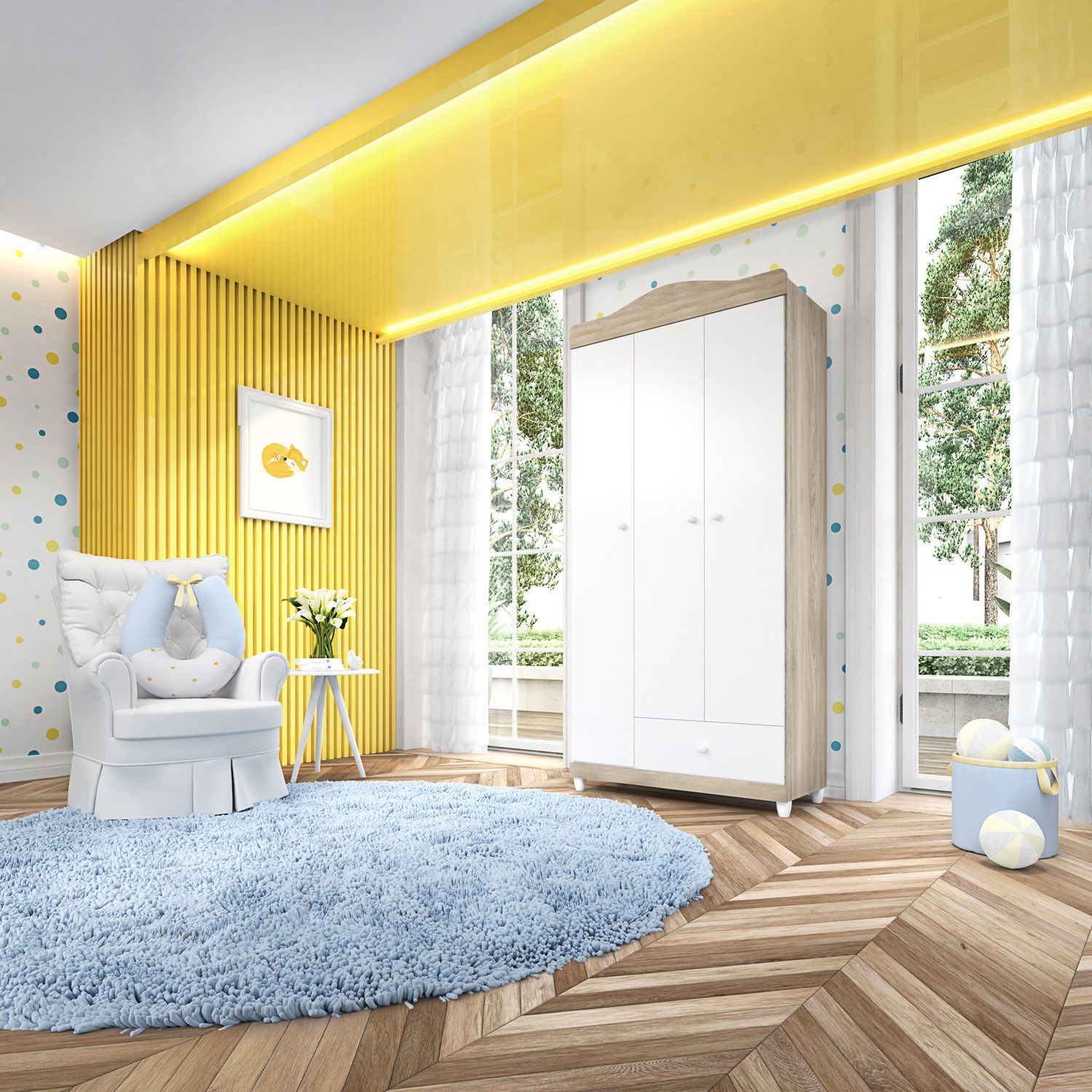 Guarda Roupa Infantil Madeira 3 Portas Liz