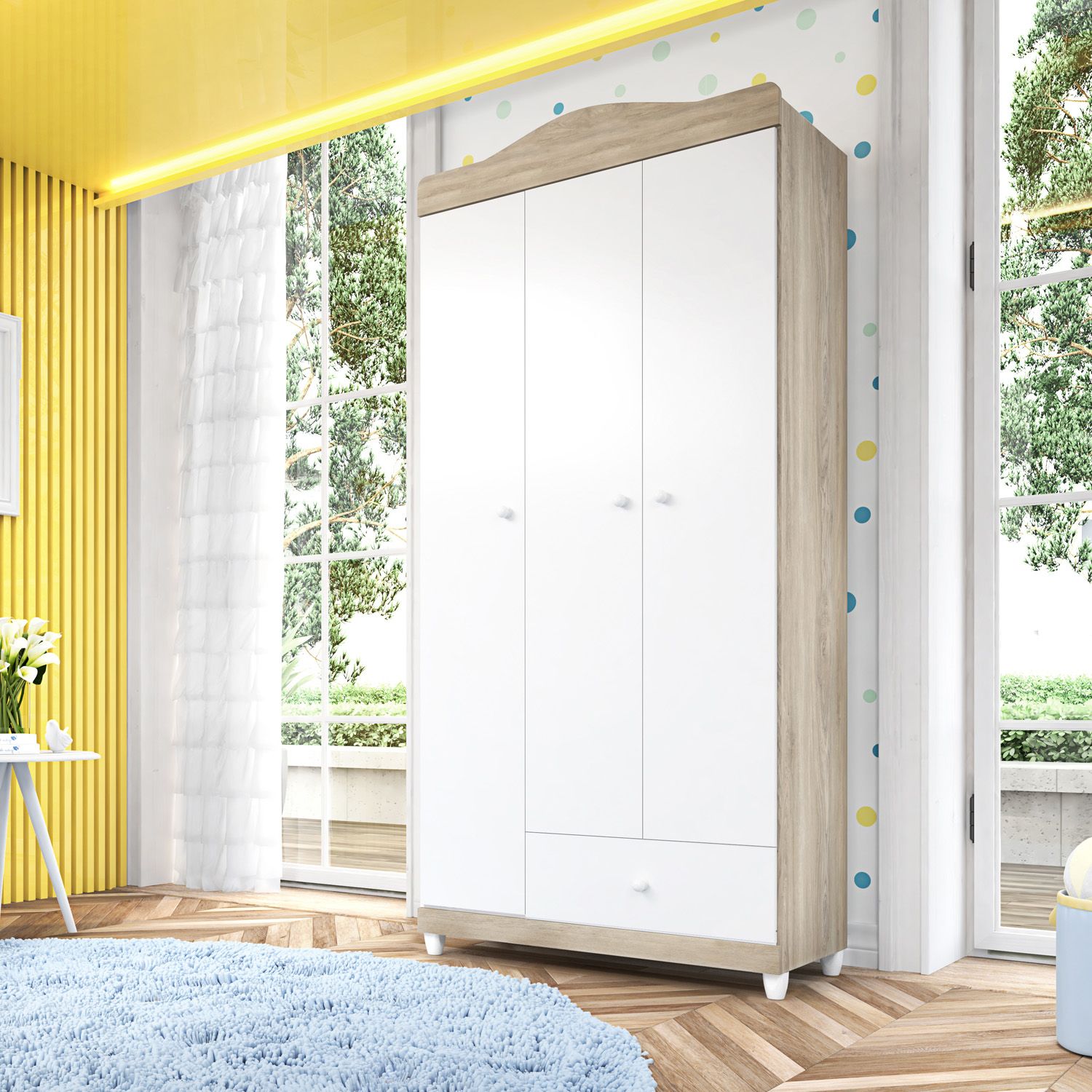 Guarda Roupa Infantil Madeira 3 Portas Liz