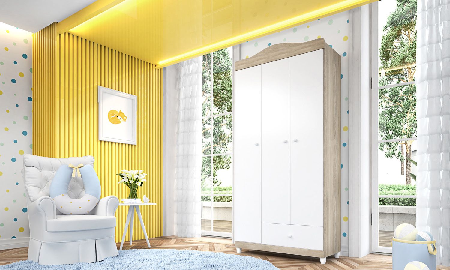 Guarda Roupa Infantil Madeira 3 Portas Liz