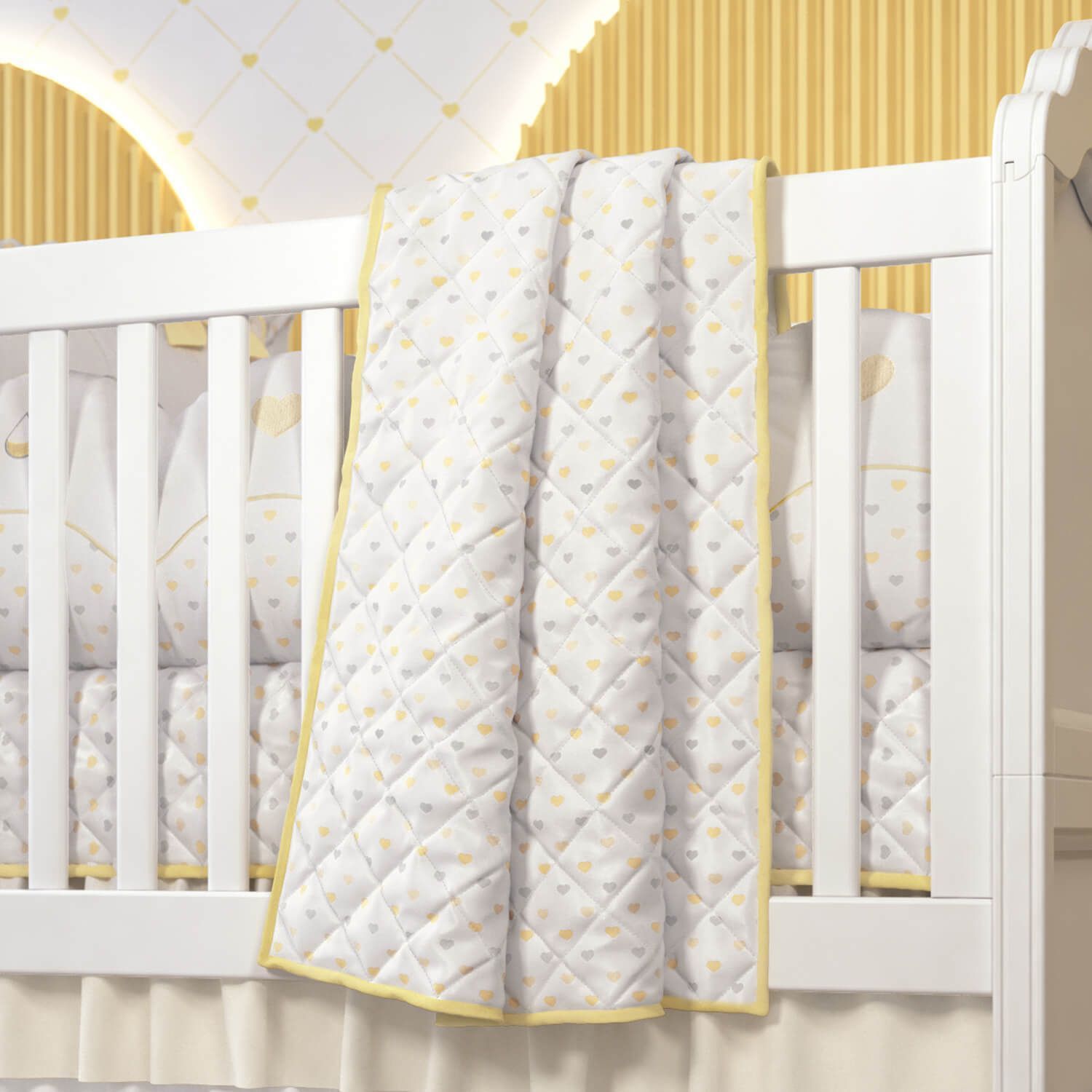 Edredom de Berço Matelado Corações