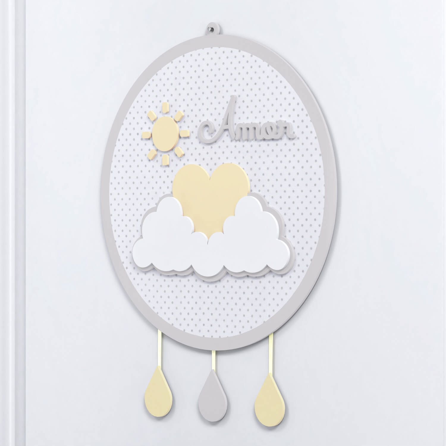 Porta Maternidade MDF Chuva de Amor