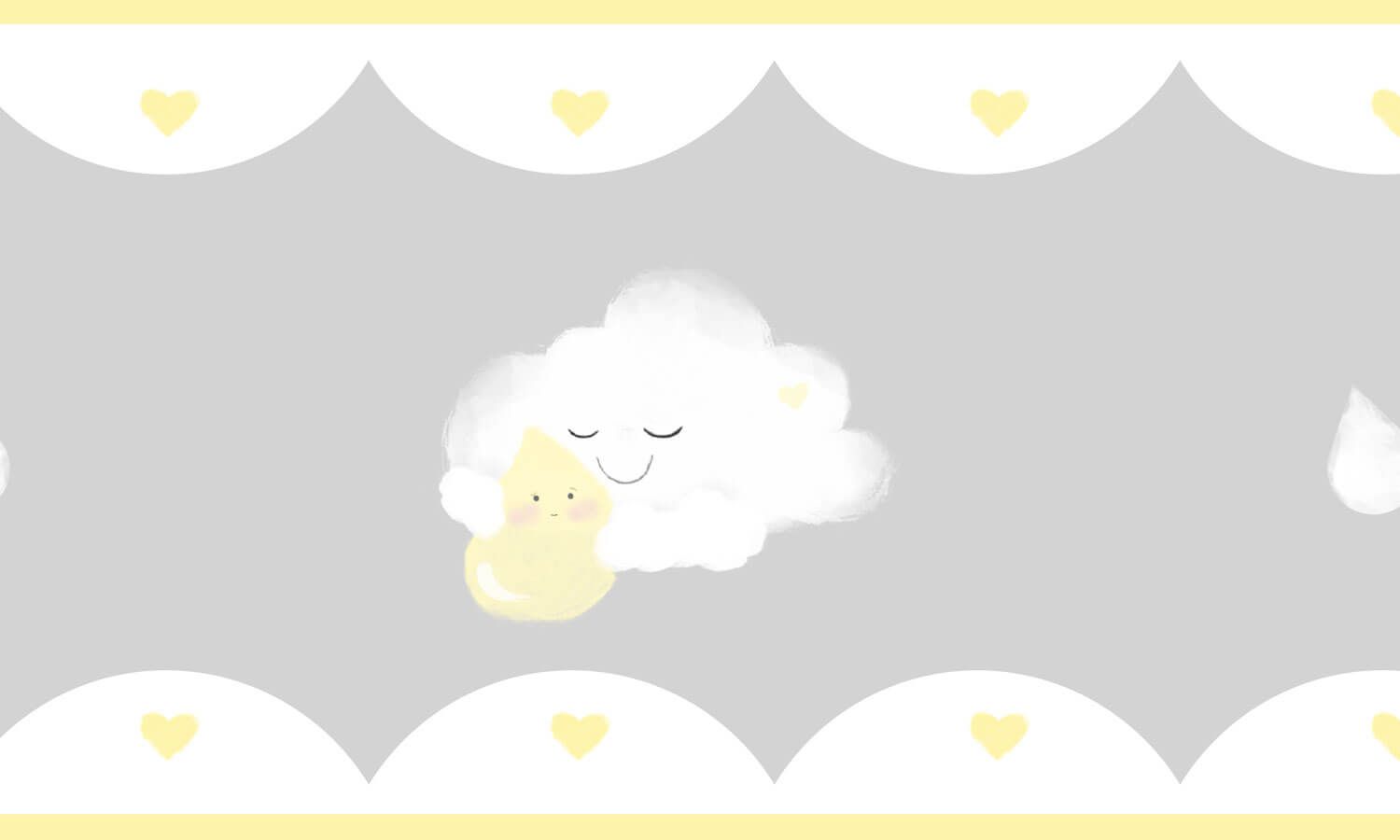 Faixa Adesiva de Parede Aquarela Chuva de Amor Cinza/Azul