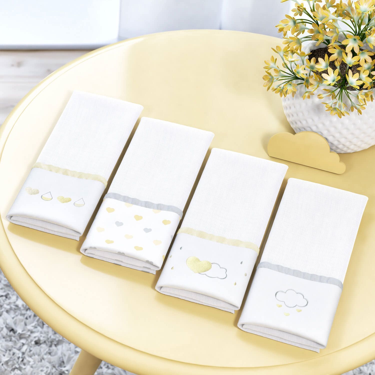 Jogo de Fraldas Ombro com Barra Chuva de Amor Rosa 4 Peças