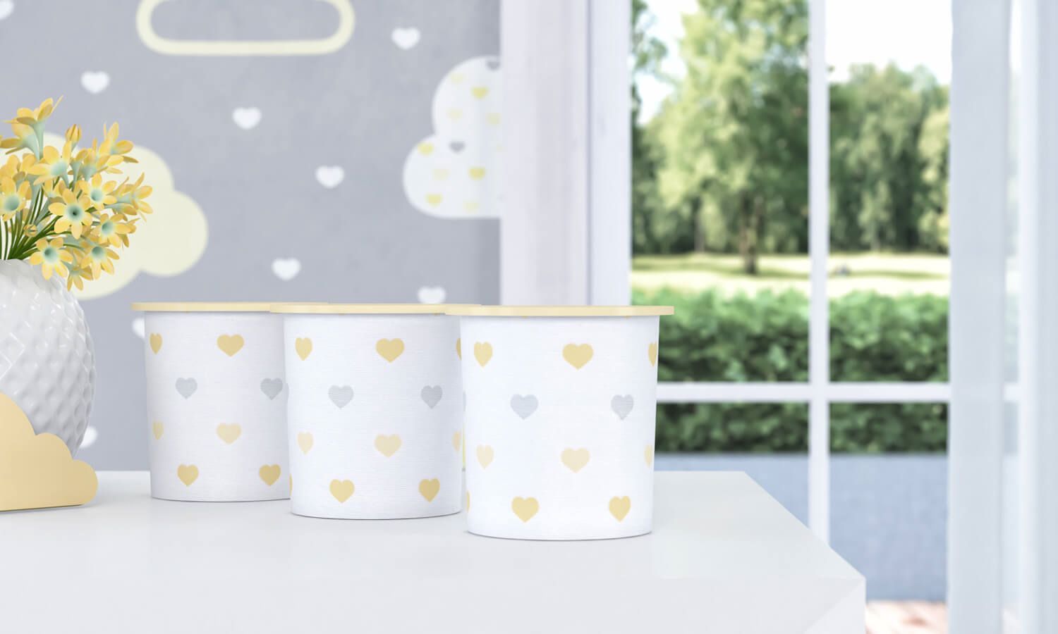 Jogo de Potes Corações e Lacinho