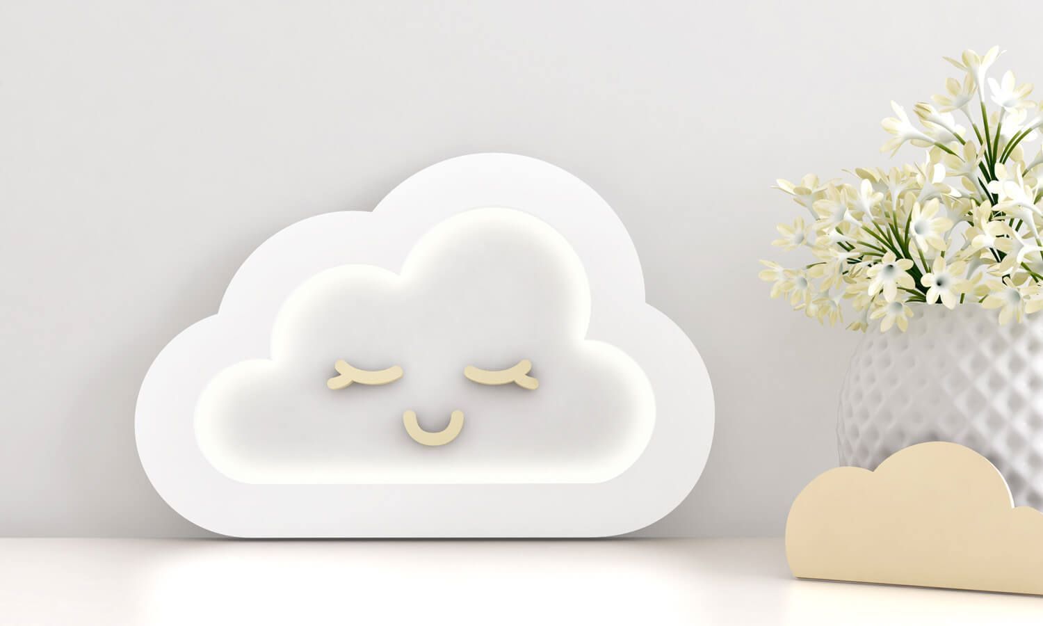 Luminária de Mesa Nuvem Rosa 30cm