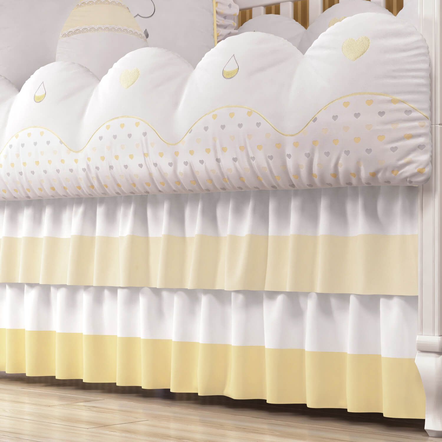 Saia de Berço Babado Duplo Rosa e Salmão