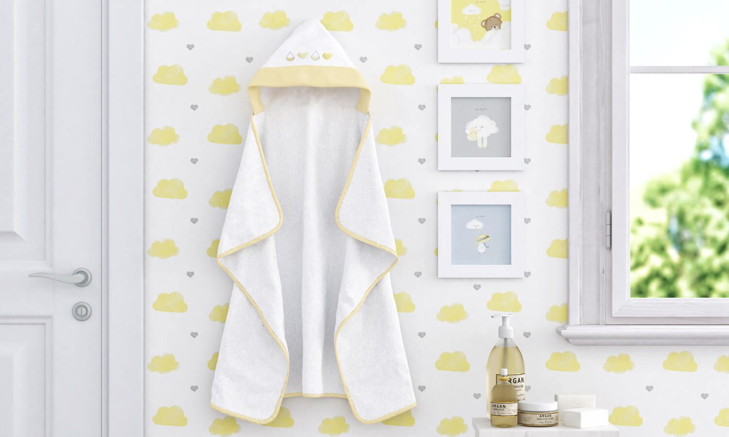 Toalha com Capuz Gotinhas e Corações