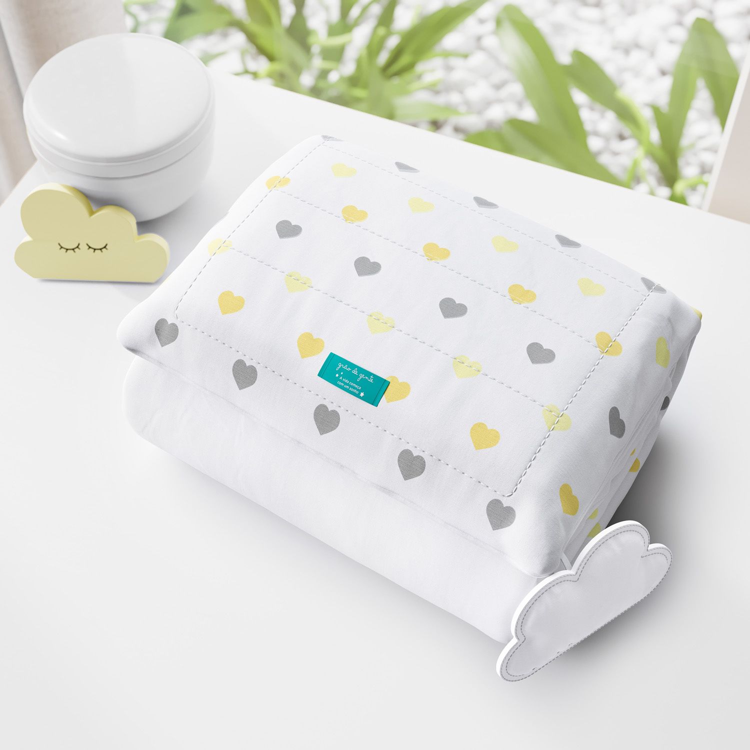 Trocador de Fraldas Portátil com Bolsos Corações 85x40cm