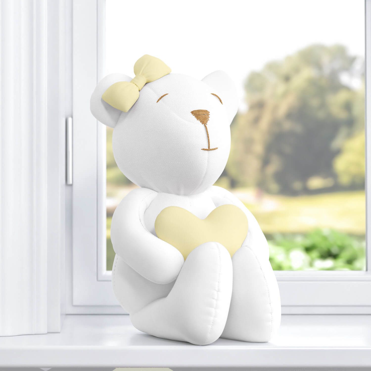 Ursinha Branca com Coração Rosa 42cm