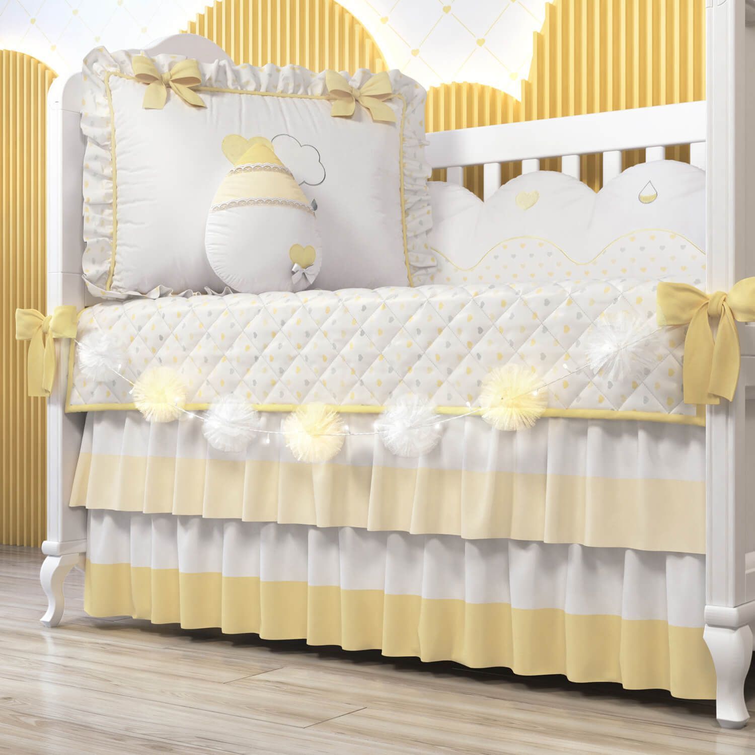 Varal de Berço Bolinhas de Tule 1,30m