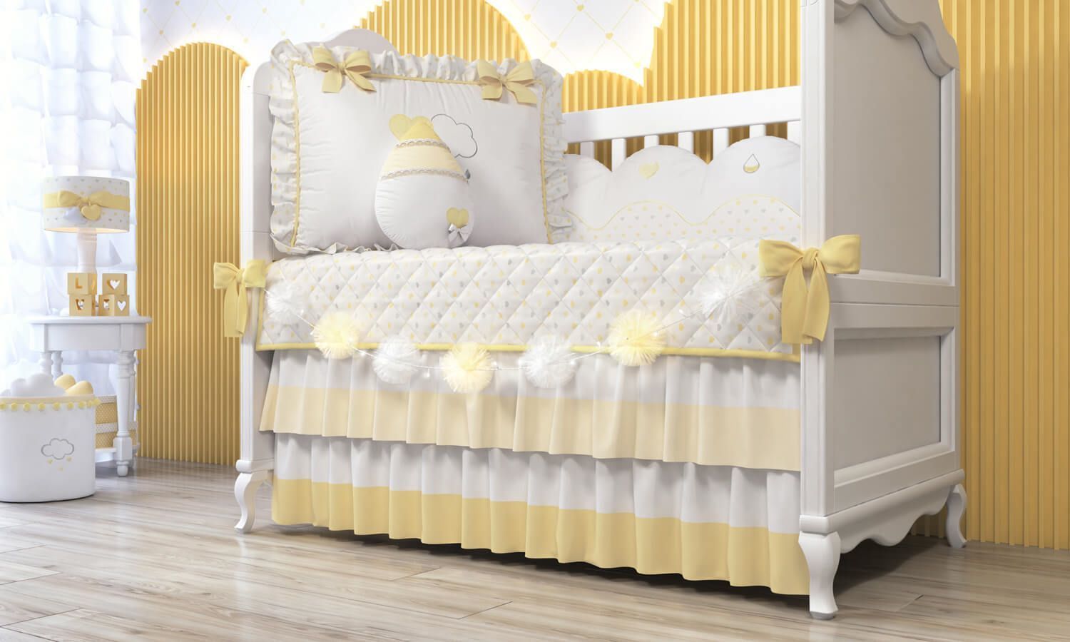 Varal de Berço Bolinhas de Tule 1,30m