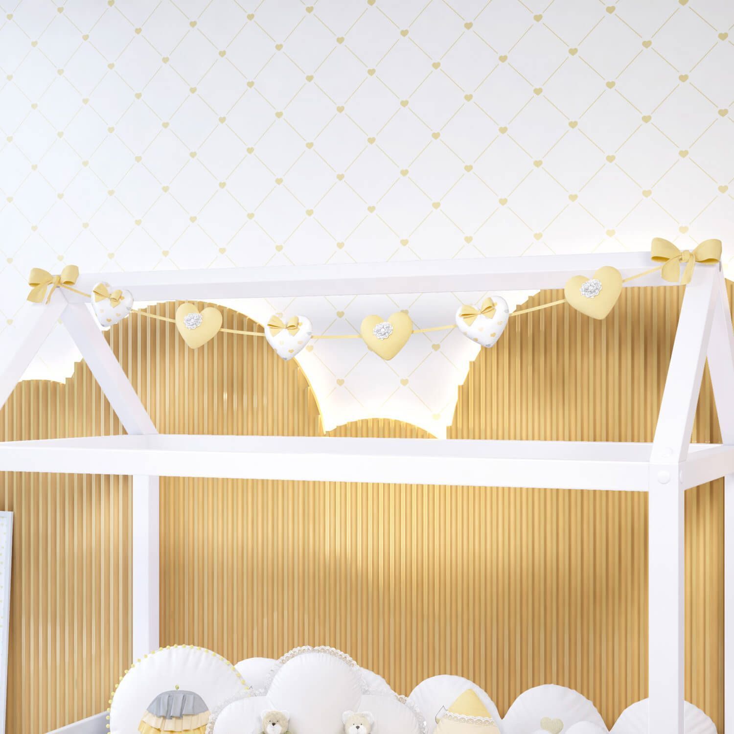 Varal de Cama Corações 1,60m