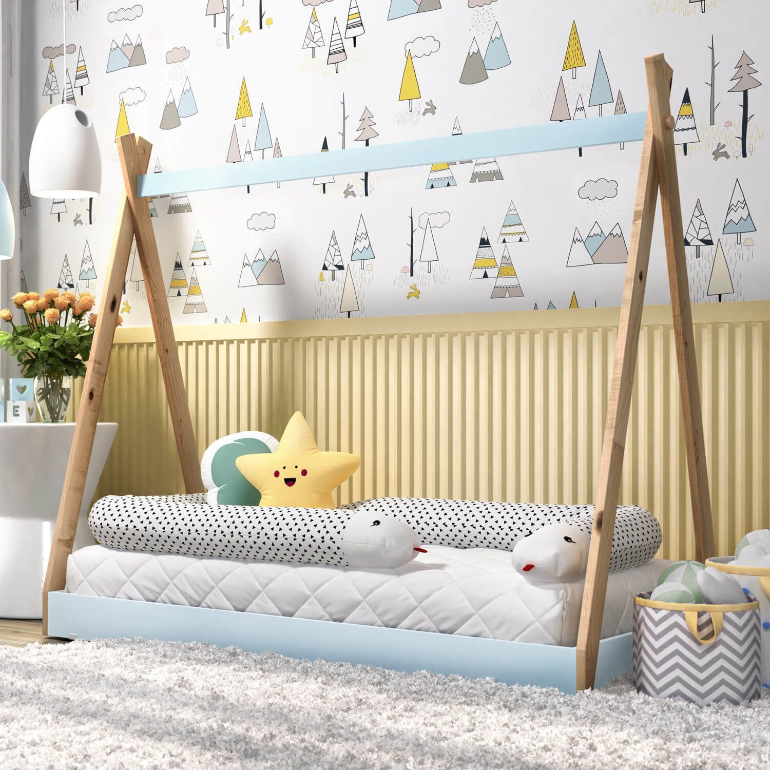 Cama Cabana Montessoriana Madeira/Branco