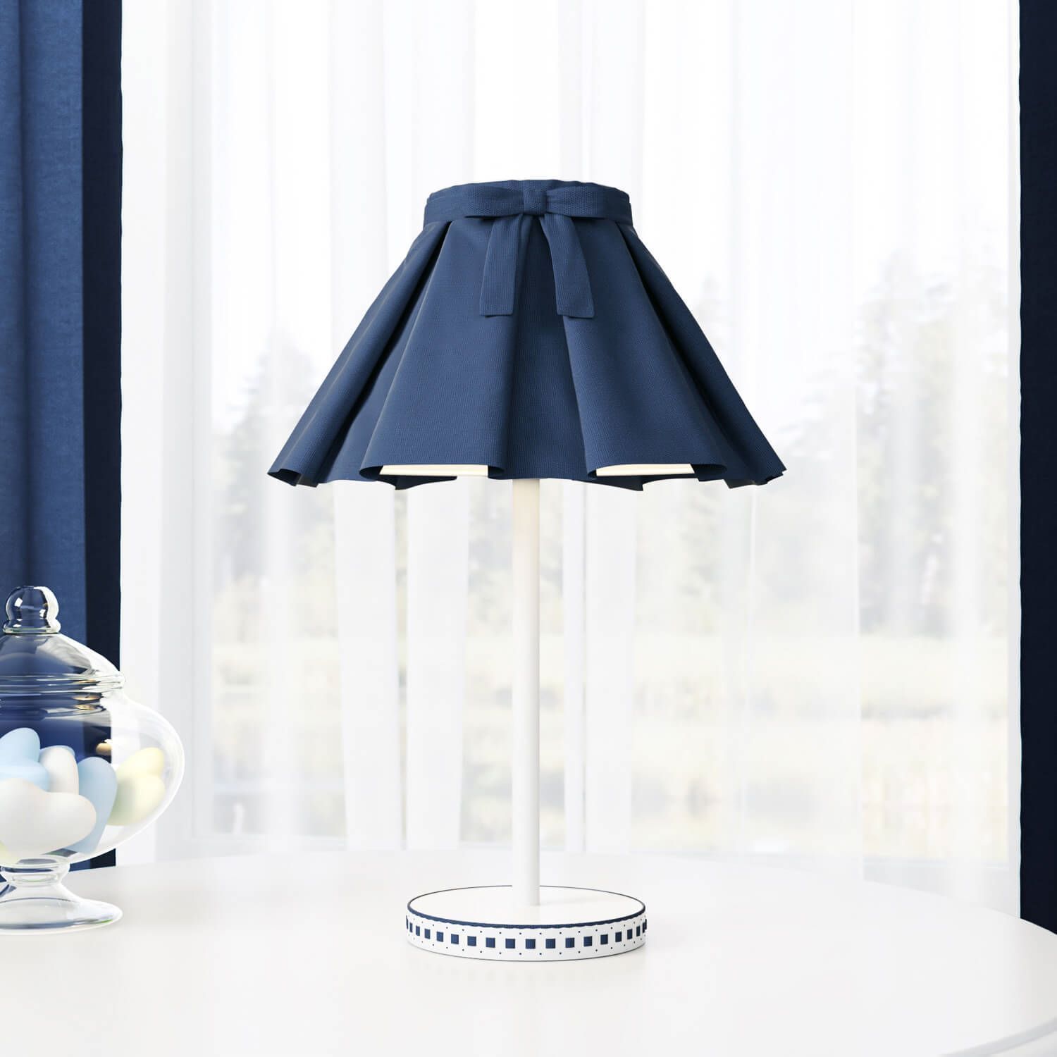 Abajur Simples Babado e Laço Azul