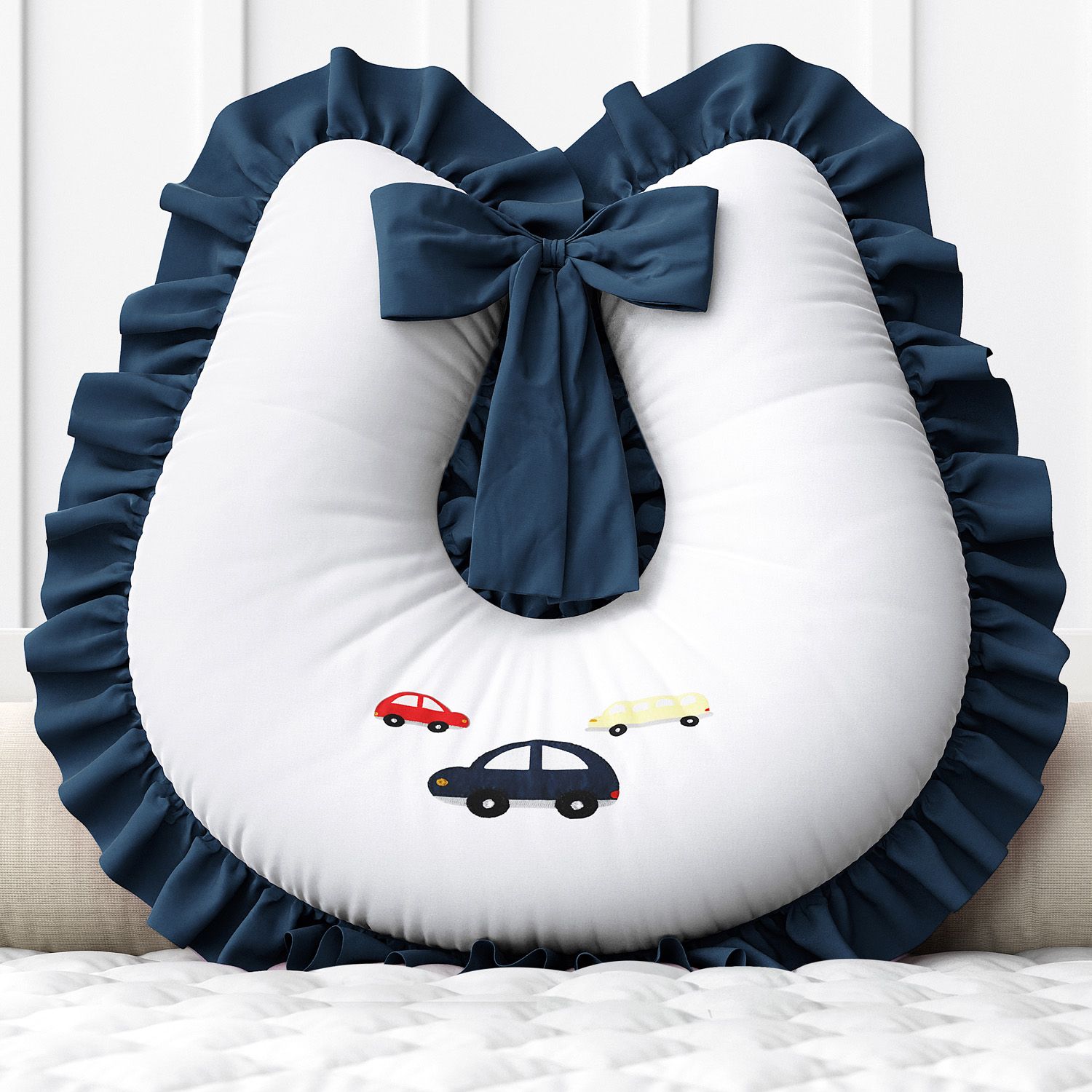 Almofada Amamentação Carrinhos e Ônibus Azul