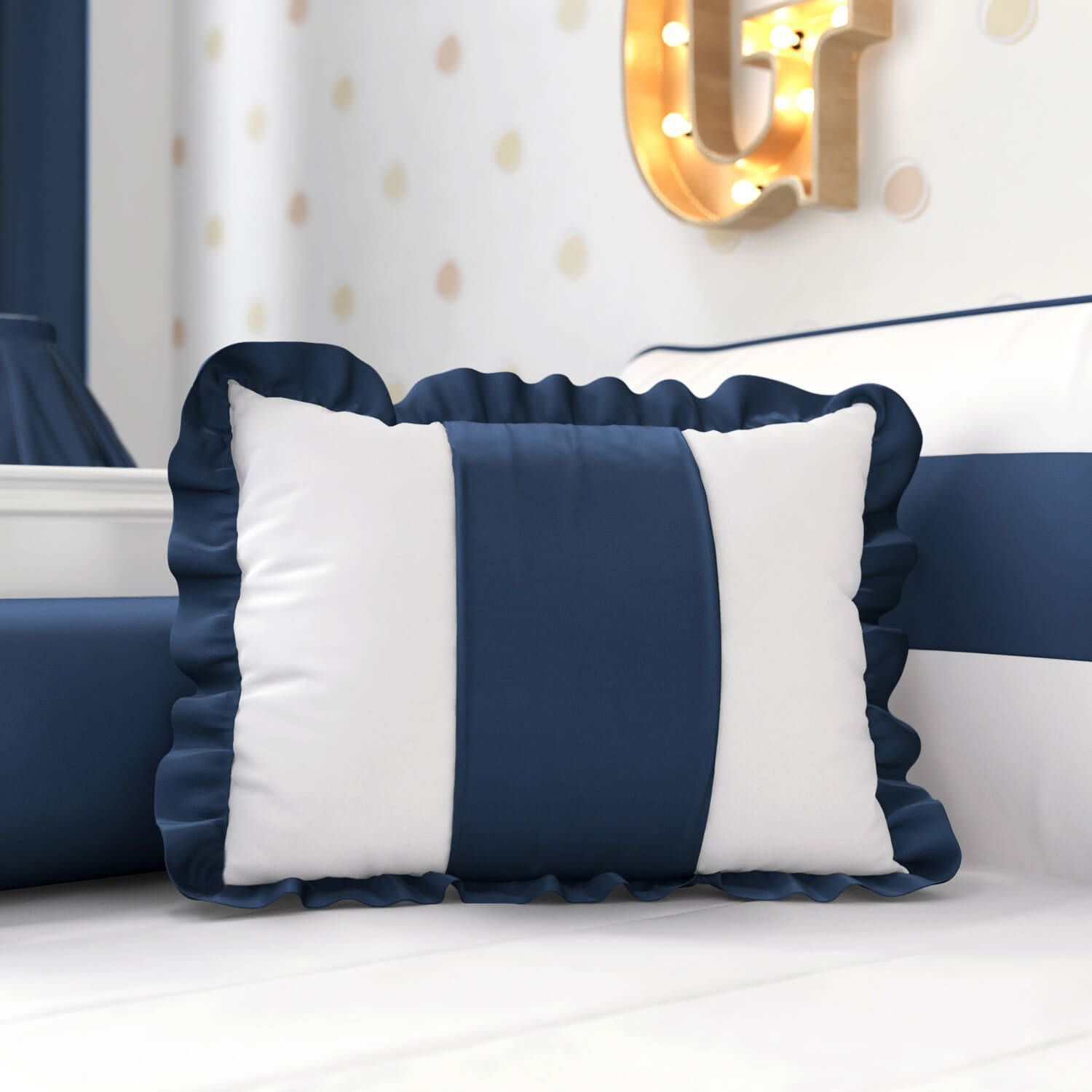 Almofada com Babado Azul 43cm