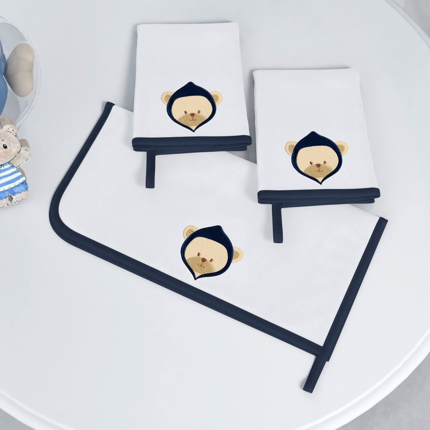 Jogo de Fraldas de Boca Malha Ursinho Bebê