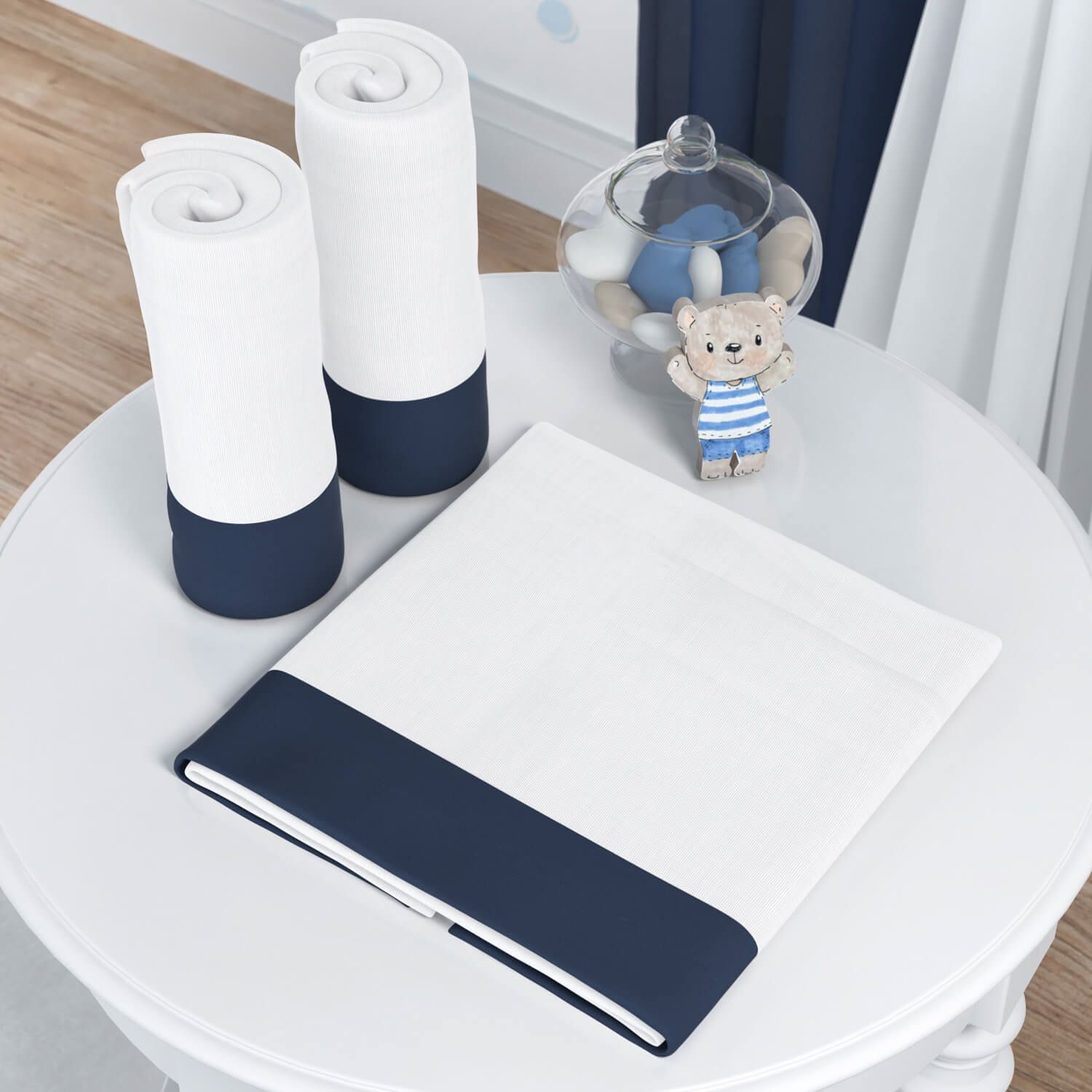 Jogo de Fraldas Ombro Barra Azul com 3