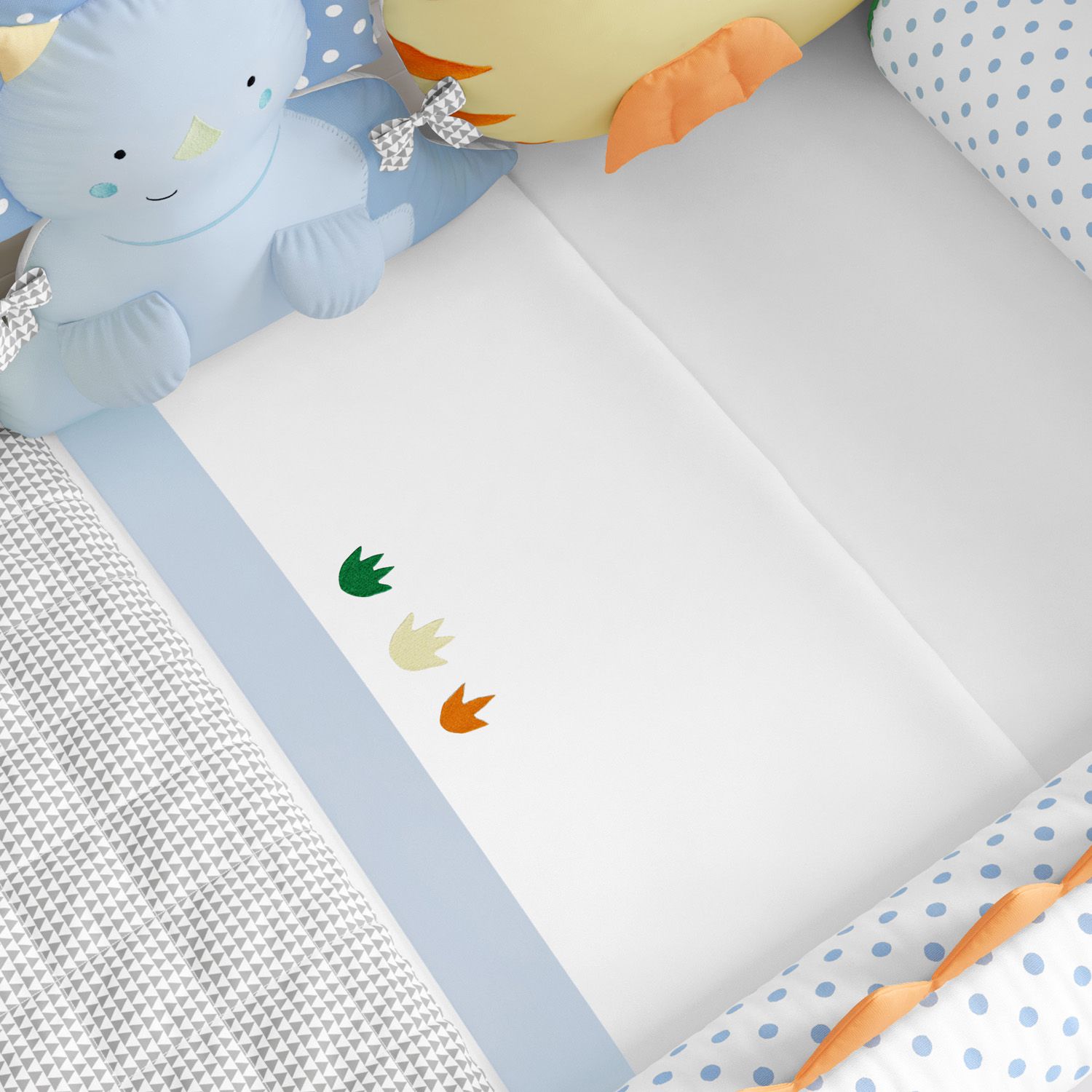 Jogo de Lençol Mini Cama Pegadas de Dinossauros