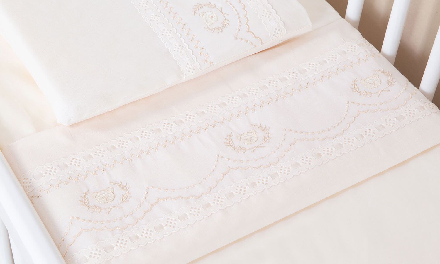 Jogo de Lençol Mini Berço Ursinho Real Branco