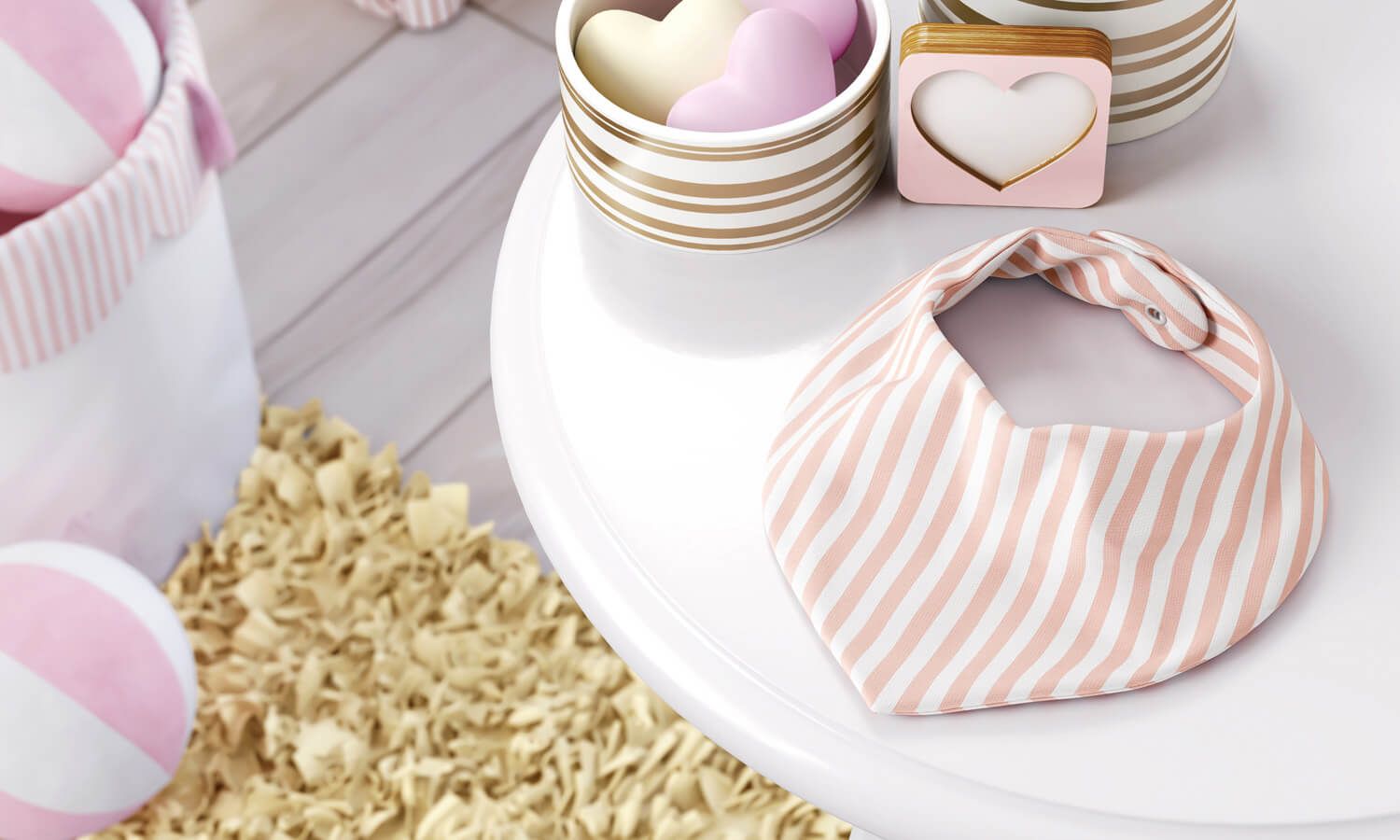 Babador Bandana Listrado Branco/Rosé