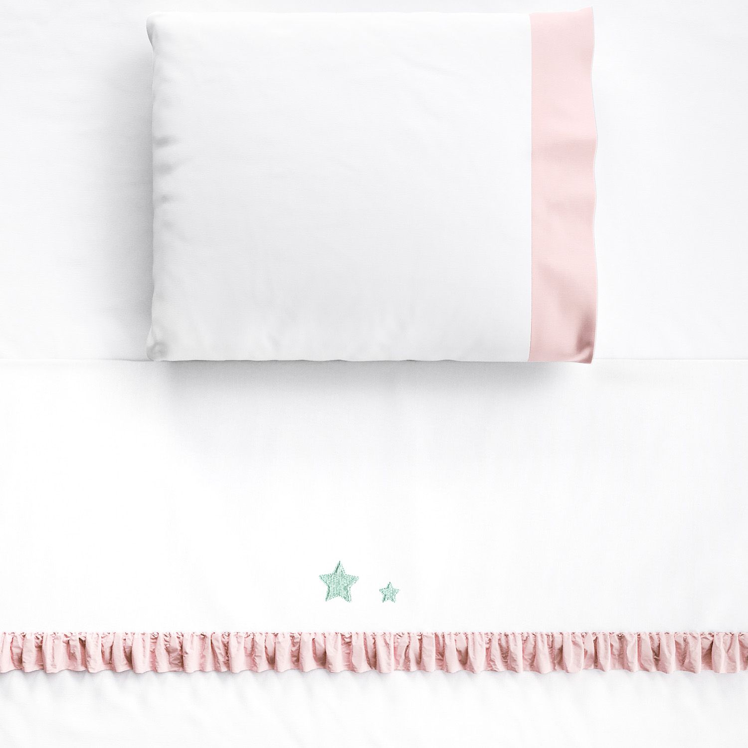 Jogo de Lençol Berço Bordado Estrelinhas 3 peças